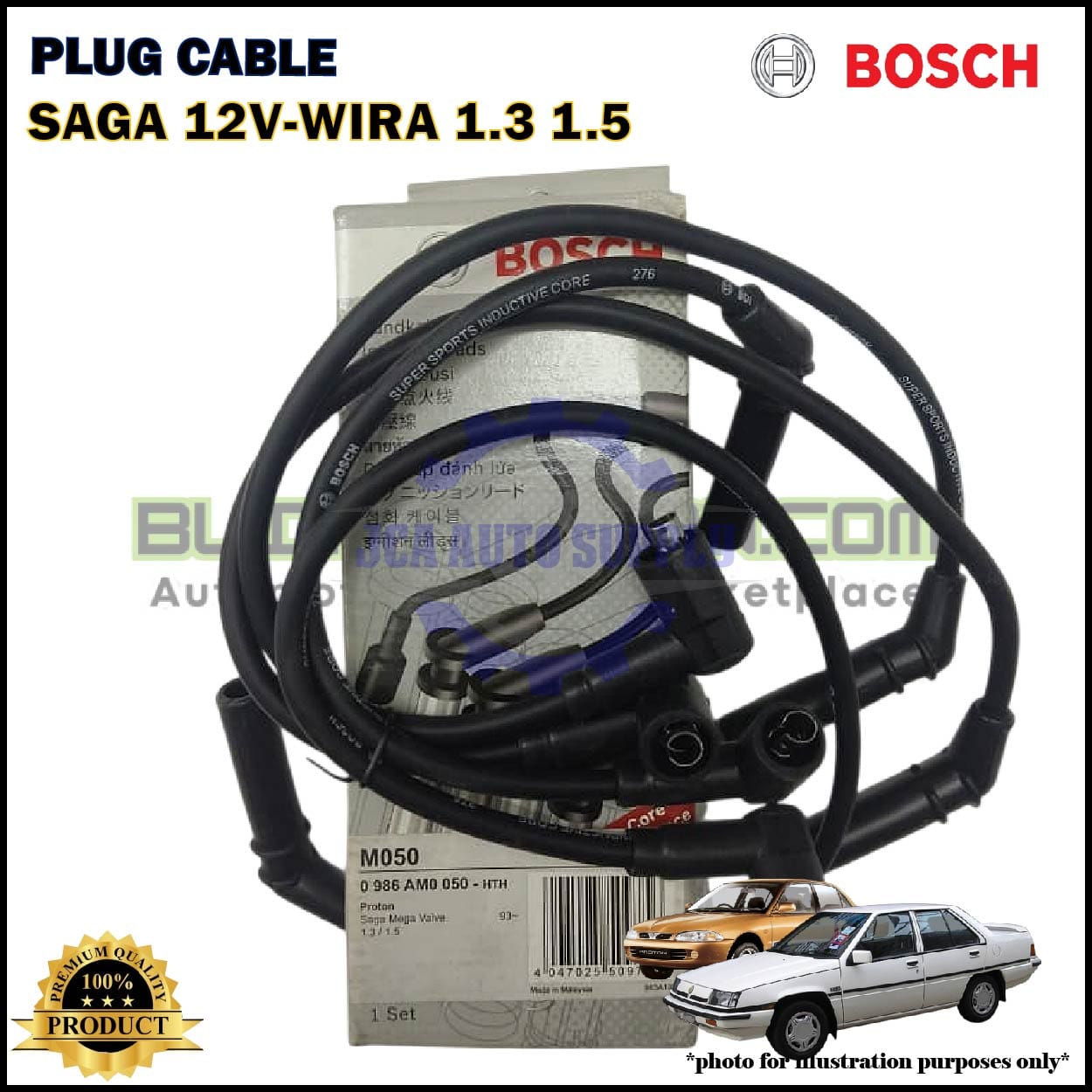 Kabel Palam Pencucuh-Proton Saga 12V-Wira 1.3cc 1.5cc-Spark Plug