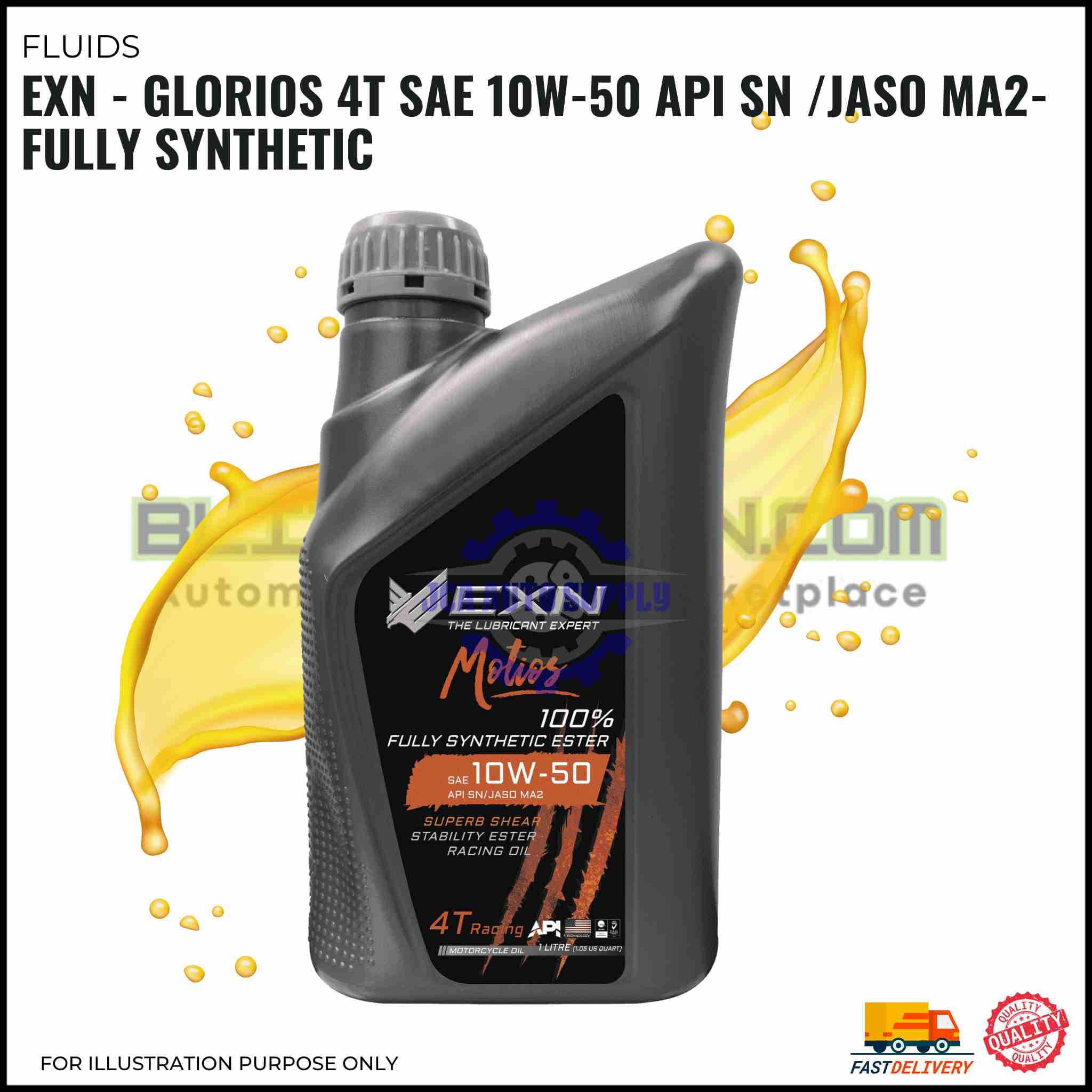 BLITZ EXN – Glorios 4T SAE 10W-50 API SN JASO MA2-Fully Synthetic (2)