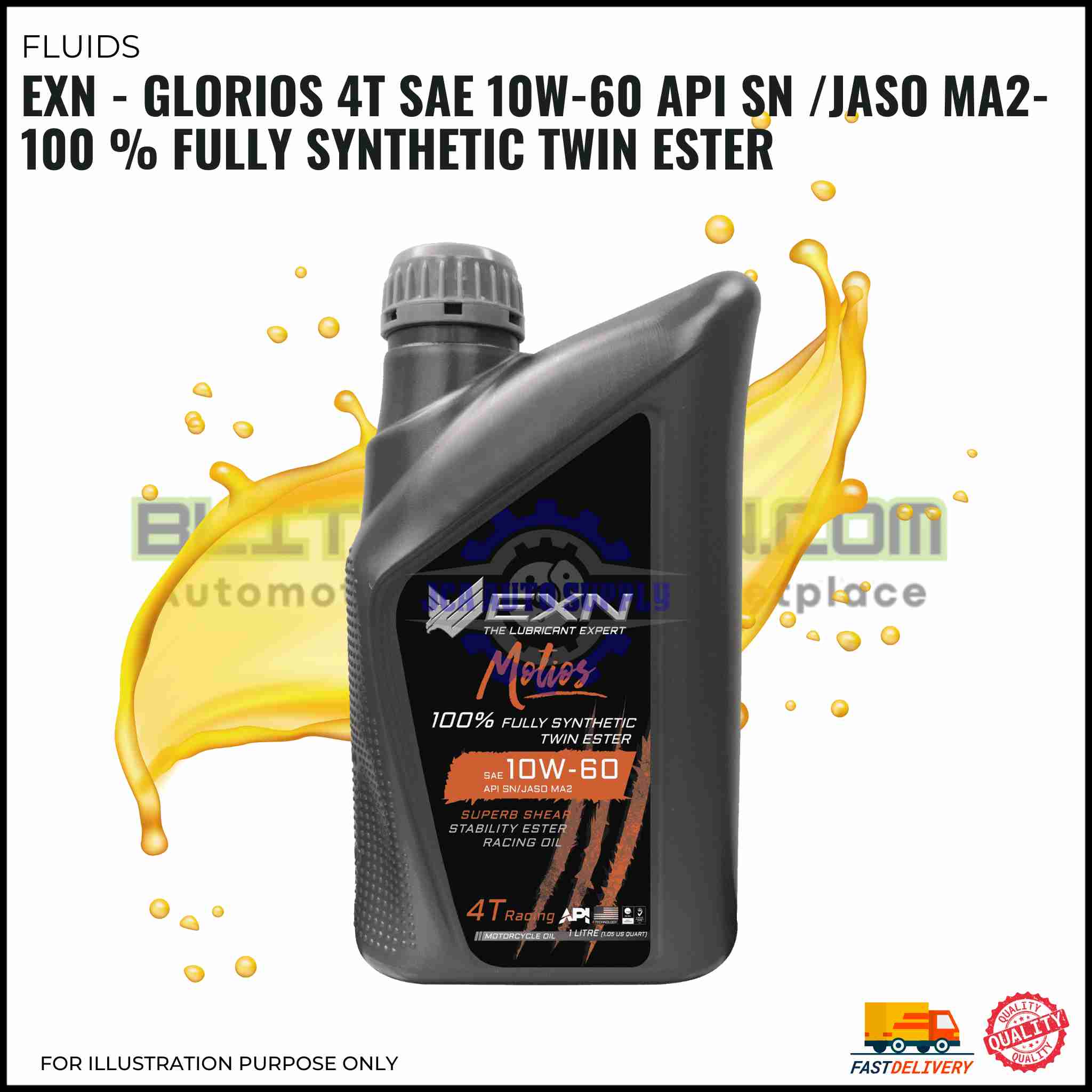 BLITZ EXN – Glorios 4T SAE 10W-60 API SN JASO MA2-100 % Fully Synthetic Twin Ester