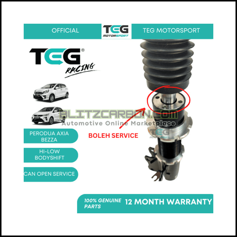 BOLEH SERVICE Bezza 14 25 Axia 14 22 TEG RACING Adjustable Suspension Set Hi Low Body Shift Perodua (2)