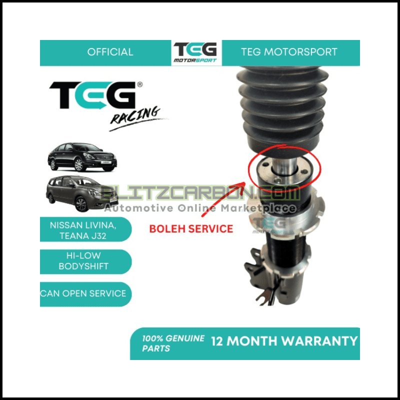 BOLEH SERVICE Nissan Livina Latio TEG RACING Adjustable Suspension Set Hi Low Body Shift Adjustable Absorber Set (2)