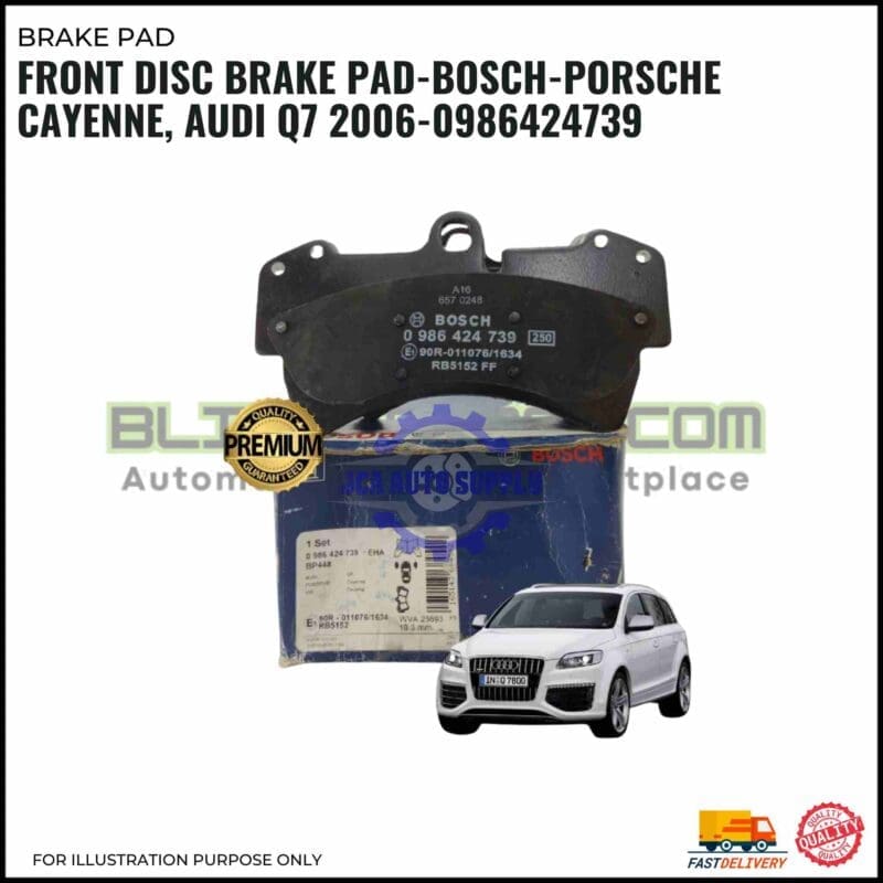 Bosch front brake pads for Porsche Cayenne and Audi Q7, part number 0 986 424 739