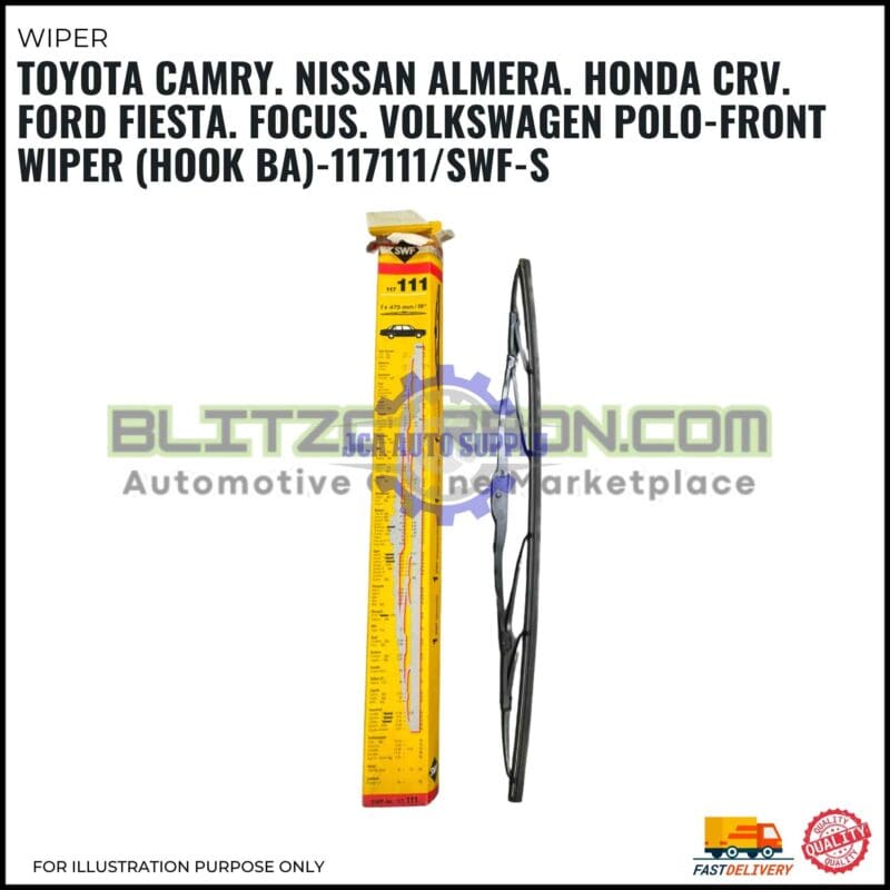 Front Wiper (Hook BA)-Toyota Camry. Nissan Almera. Honda CRV. Ford Fiesta. Focus. Volkswagen Polo-19Inch-117111SWF-S
