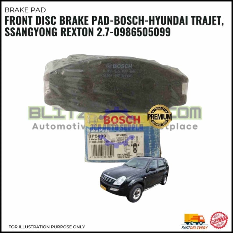 Bosch front disc brake pads for Hyundai Trajet and SsangYong Rexton 2.7