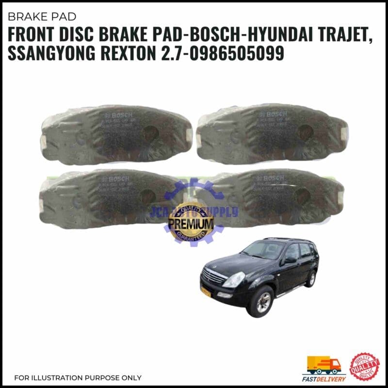 Bosch front disc brake pads for Hyundai Trajet and SsangYong Rexton 2.7