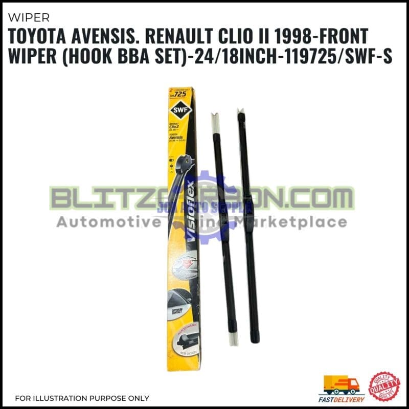 Front Wiper (Hook BBA Set)-Toyota Avensis. Renault Clio II 1998-24/18 Inch-119725/SWF-S