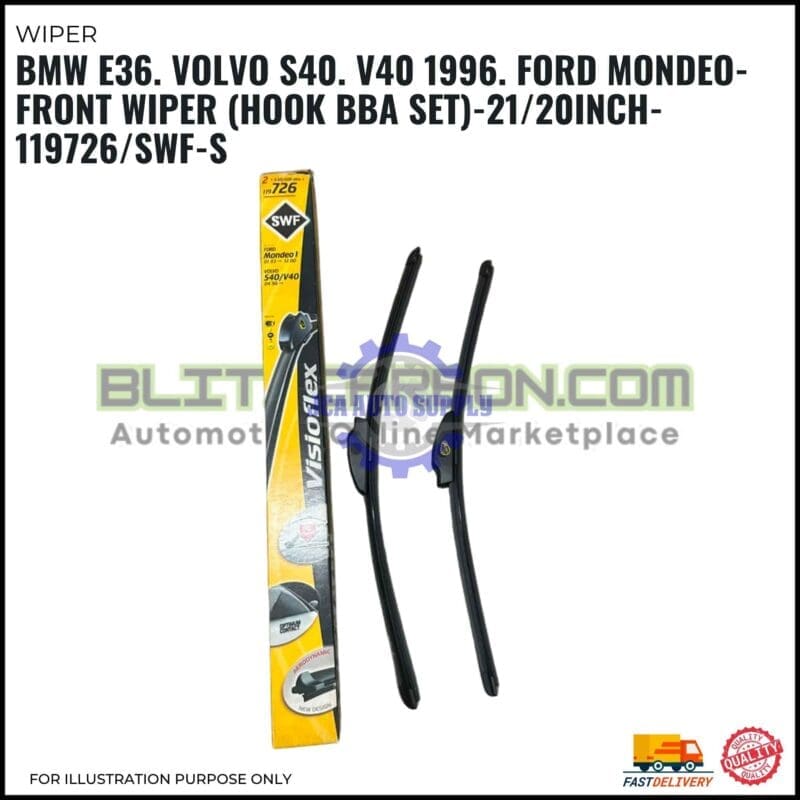 Front Wiper (Hook BBA Set)-BMW E36. Volvo S40. V40 1996. Ford Mondeo-21/20 Inch-119726/SWF-S