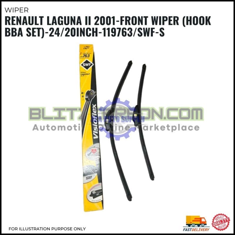 Front Wiper (Hook BBA Set)-Renault Laguna II 2001-24/20 Inch-119763/SWF-S