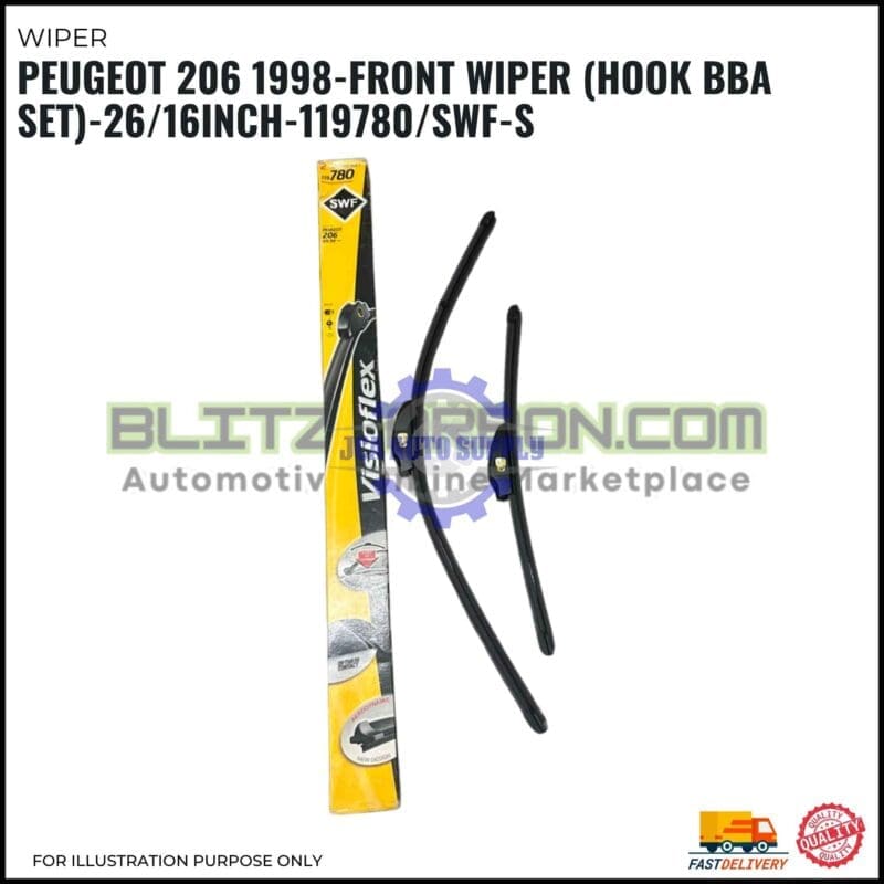 Front Wiper (Hook BBA Set)-Peugeot 206 1998-26/16 Inch-119780/SWF-S