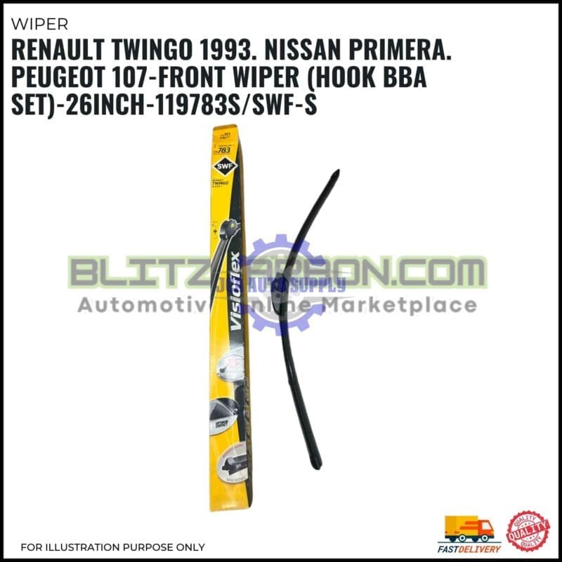 Front Wiper (Hook BBA Set)-Renault Twingo 1993. Nissan Primera. Peugeot 107-26 Inch-11973S2/SWF-S