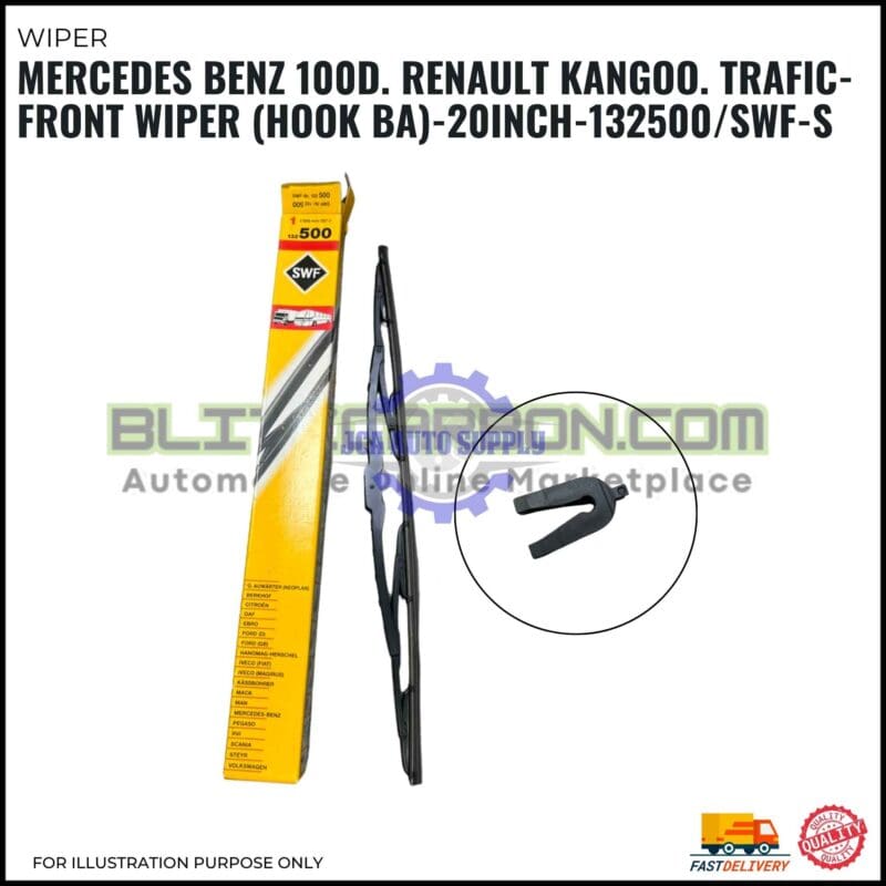 Front Wiper (Hook BA)-Mercedes Benz 100D. Renault Kangoo. Trafic-20 Inch-132500SWF-S